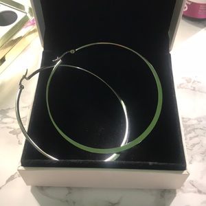 Titanium surgical steel silver large hoops